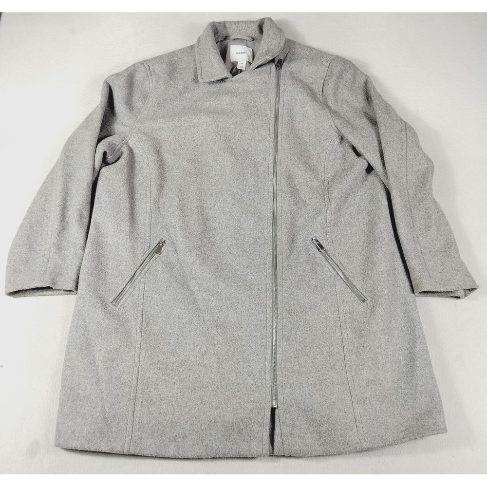 Old Navy Coat Womens 2XL Gray Knit Full Zip Mid Length Classic Wool Blend Winter